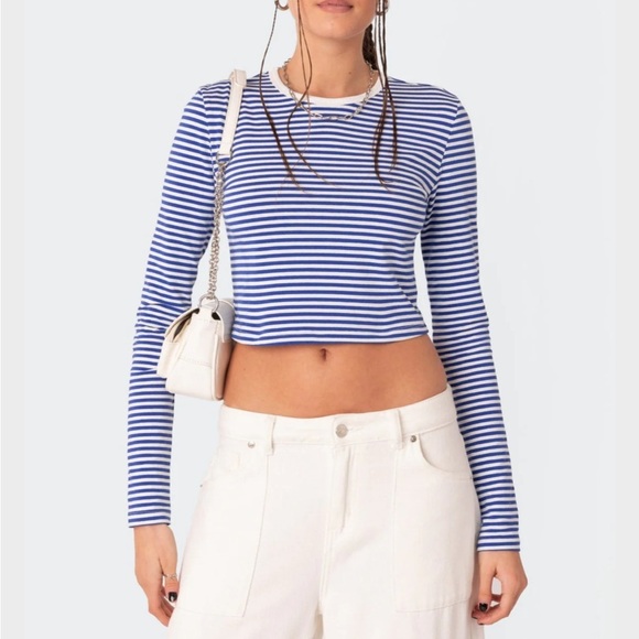 Edikted Montie Striped Long Sleeve T-Shirt Size Small NWT - Picture 1 of 4